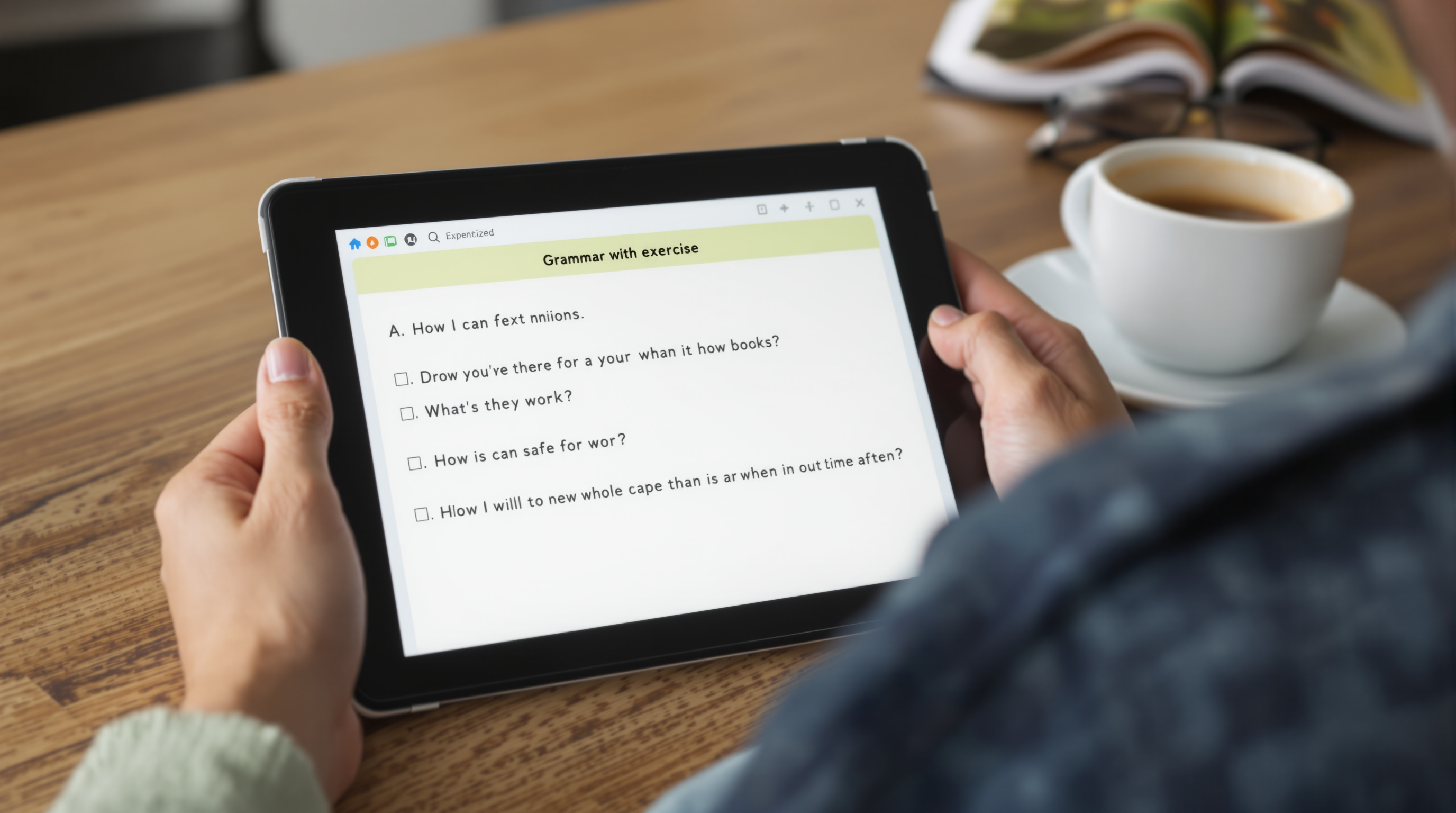 Adulte apprenant l'anglais en cours