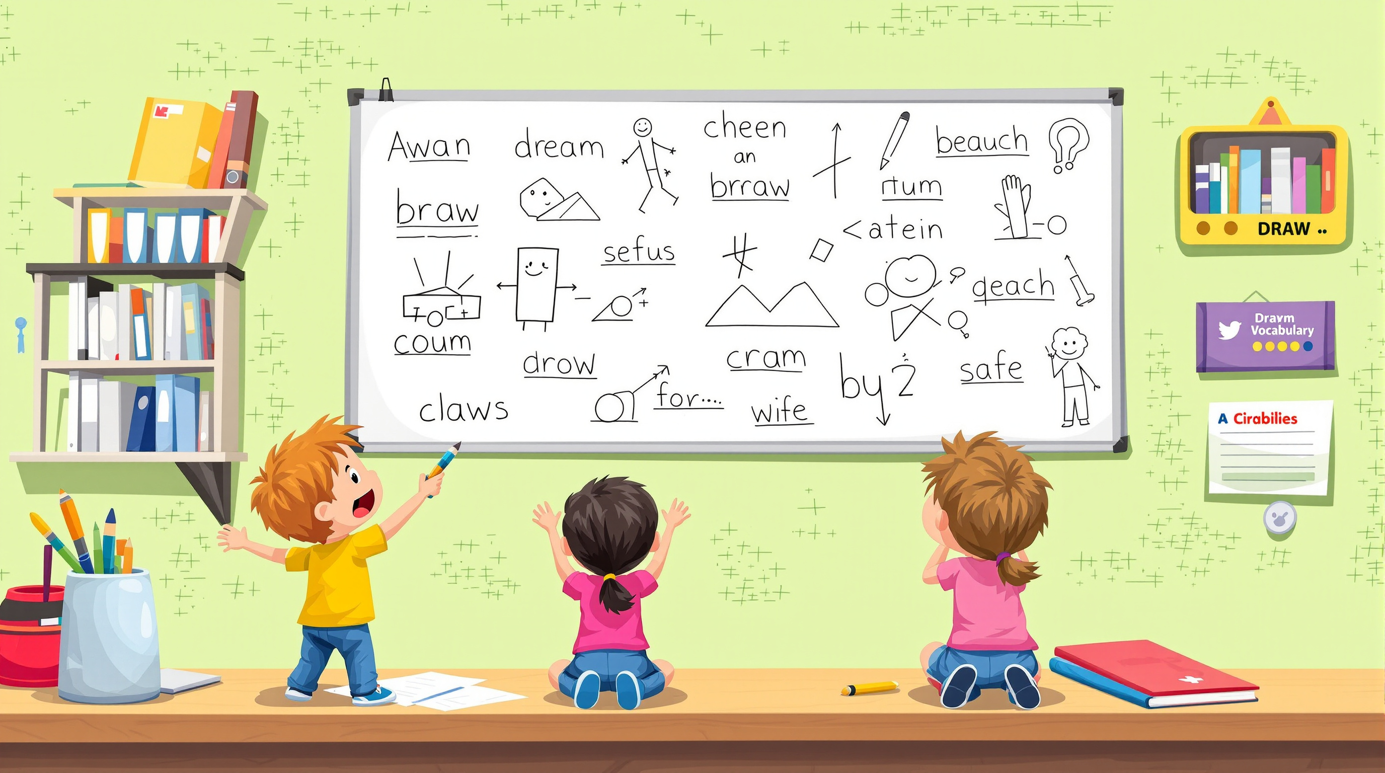 Enfants apprenant une langue avec des méthodes ludiques